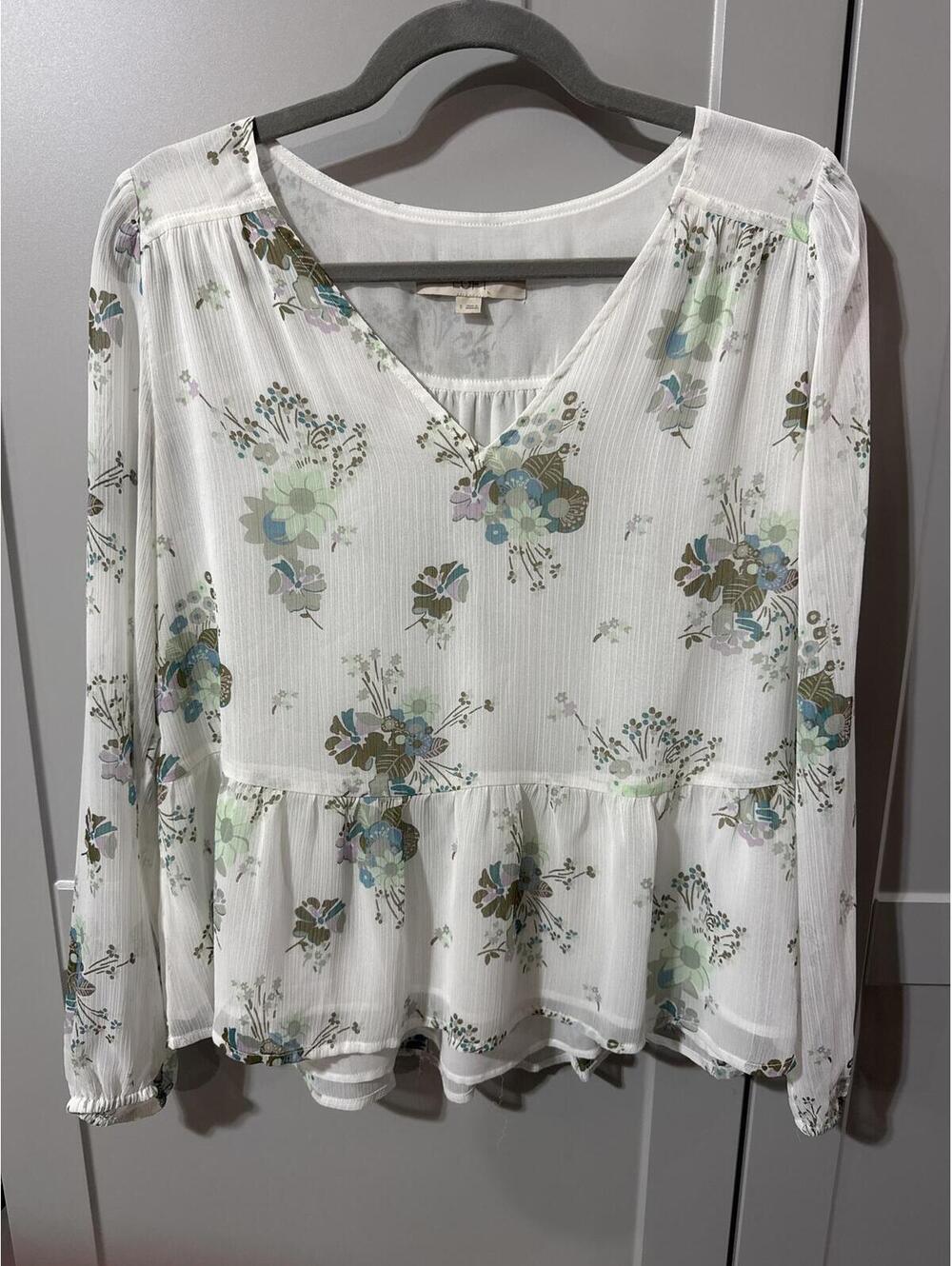 LOFT Women’s Floral Peplum Blouse Size S Made in Indonesia
